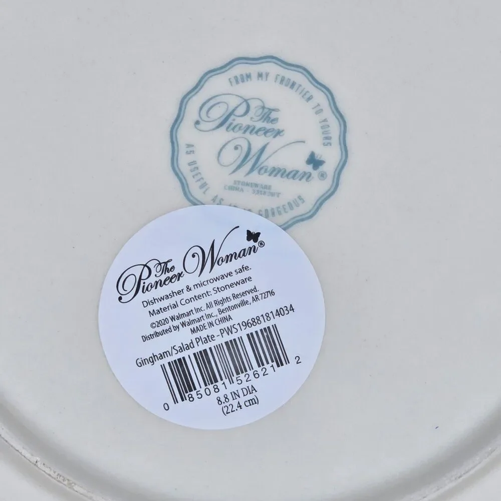 The Pioneer Woman Red Gingham Cow Scalloped Salad Plate Single Plate